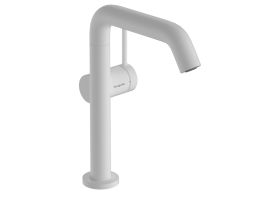 Mezclador monomando para lavabo hansgrohe Tecturis S 210 Fine CoolStart EcoSmart+ con caño giratorio y juego de desagüe Push-Open, blanco mate