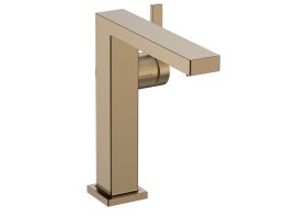 Mezclador monomando para lavabo hansgrohe Tecturis E 150 Fine CoolStart EcoSmart+ con juego de desagüe Push-Open, bronce cepillado