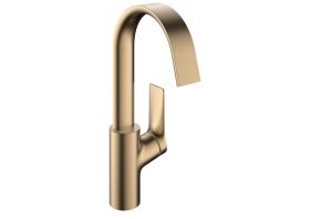 Mezclador monomando para lavabo Hansgrohe Vivenis 210 con boca giratoria y juego de desagüe con varilla de tracción, bronce cepillado