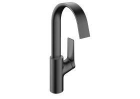 Mezclador monomando para lavabo hansgrohe Vivenis 210 con caño giratorio y juego de desagüe con varilla de tracción, acabado «Brushed Black Chrome»