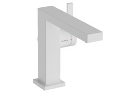 Mezclador monomando para lavabo hansgrohe Tecturis E 110 Fine CoolStart EcoSmart+ con juego de desagüe de varilla, blanco mate